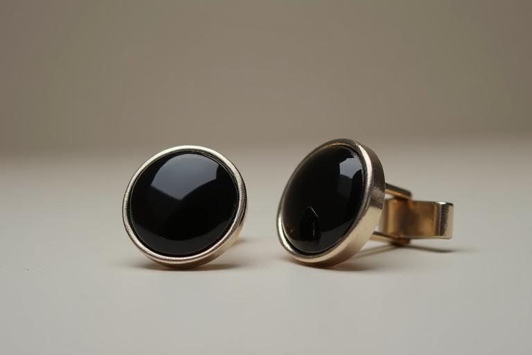 Modern handcrafted onyx cufflinks
