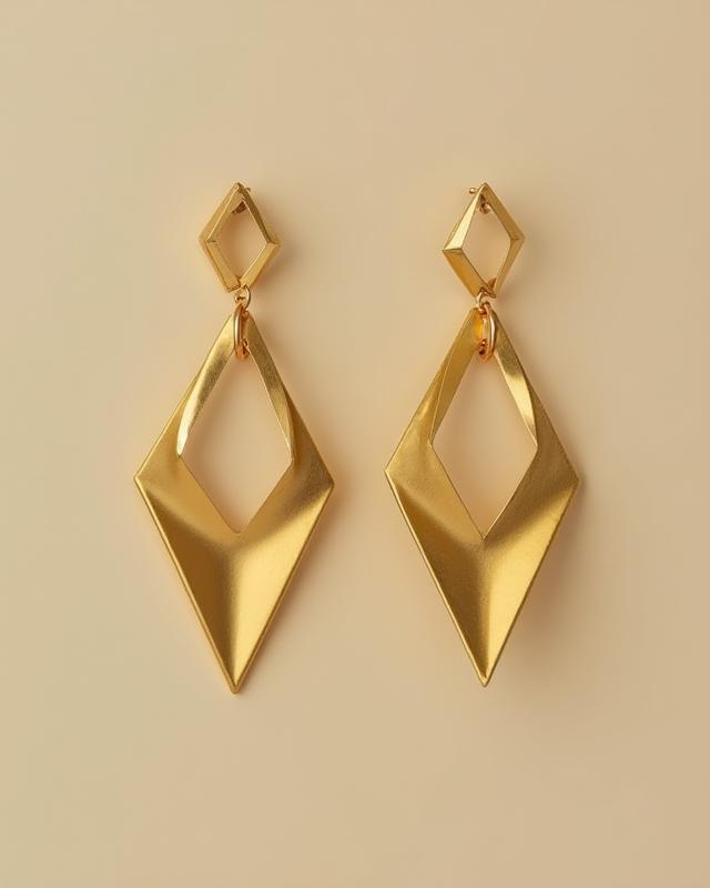 Handcrafted geometric gold earrings