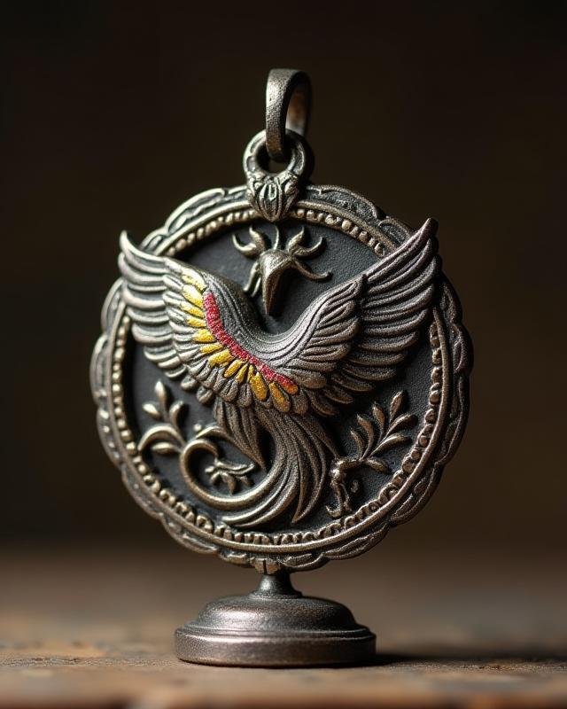 Unique handcrafted phoenix motif pendant