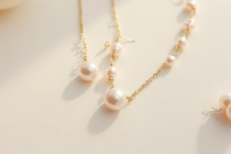 Matching handcrafted pearl jewelry set